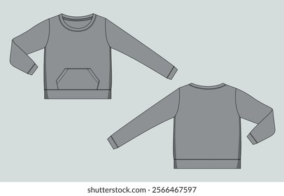 Grey Color Long Sleeve t shirt vector illustration template front and back
