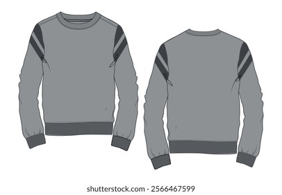 Grey Color Long Sleeve t shirt vector illustration template front and back
