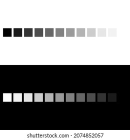 Grey color palette fading into transparency. Greyscale color spectrum
