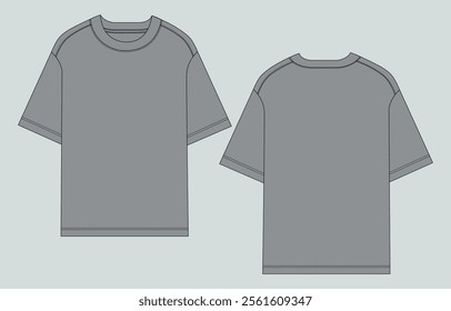 Grey Color short Sleeve t shirt vector illustration template front and back 