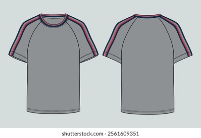 Grey Color short Sleeve t shirt vector illustration template front and back 