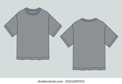 Grey Color short Sleeve t shirt vector illustration template front and back 