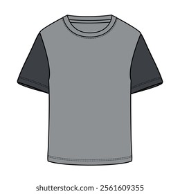 Grey Color short Sleeve t shirt vector illustration template front and back 