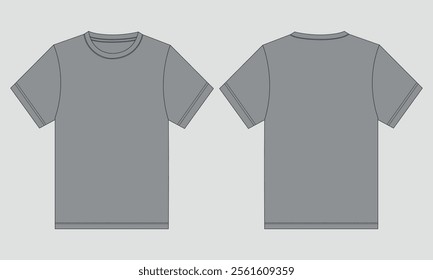 Grey Color short Sleeve t shirt vector illustration template front and back 