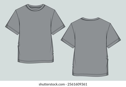 Grey Color short Sleeve t shirt vector illustration template front and back 