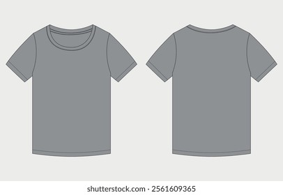 Grey Color short Sleeve t shirt vector illustration template front and back 