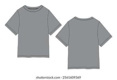 Grey Color short Sleeve t shirt vector illustration template front and back 