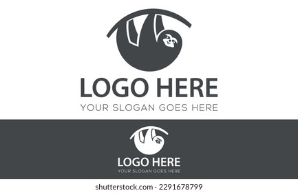 Grey Color Simple Lazy Animal Sloth Logo Design