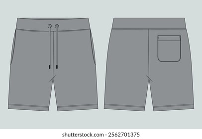 Grey Color Sweat shorts pant vector illustration template front and back 