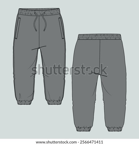 Grey Color Sweatpants template front and back

