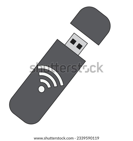 A grey color USB with internet connection - technology illustration -icon - portable connectivity vector 