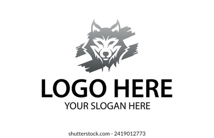 Grey Color Wolf head abstract logo design