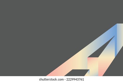 Grey colored blank background with 3d gradient letter A. Suitable for presentation, cover, signage, template, space, and design.