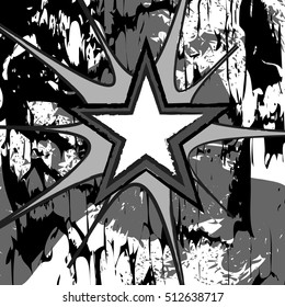 Grey colored rock n roll grunge star vector background