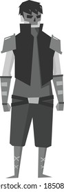 Graufarbener Krieger mit Schädelmaske