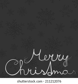 Grey colored winter background with snowflakes and text merry christmas. Vector illustration.