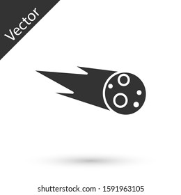 Grey Comet falling down fast icon isolated on white background.  Vector Illustration