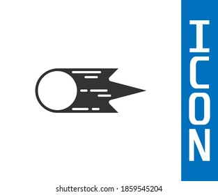Grey Comet falling down fast icon isolated on white background.  Vector