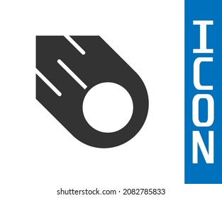 Grey Comet falling down fast icon isolated on white background.  Vector