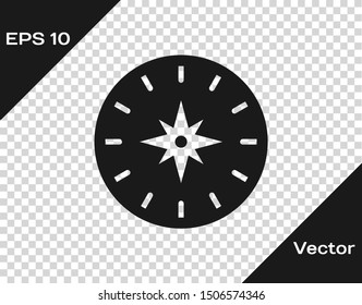 Grey Compass icon isolated on transparent background. Windrose navigation symbol. Wind rose sign.  Vector Illustration