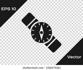 Grey Compass icon isolated on transparent background. Windrose navigation symbol. Wind rose sign.  Vector Illustration