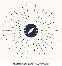 Grey Compass icon isolated on beige background. Windrose navigation symbol. Wind rose sign. Abstract circle random dots. Vector Illustration