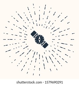 Grey Compass icon isolated on beige background. Windrose navigation symbol. Wind rose sign. Abstract circle random dots. Vector Illustration