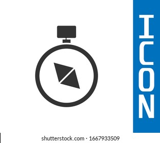 Grey Compass icon isolated on white background. Windrose navigation symbol. Wind rose sign.  Vector Illustration