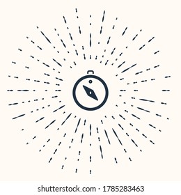 Grey Compass icon isolated on beige background. Windrose navigation symbol. Wind rose sign. Abstract circle random dots. Vector
