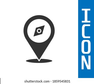 Icono de brújula gris aislado en fondo blanco. Símbolo de navegación de Windrose. Signo de rosa eólica.  Vector
