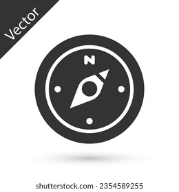 Grey Compass icon isolated on white background. Windrose navigation symbol. Wind rose sign.  Vector