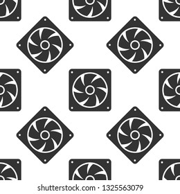 Grey Computer cooler icon isolated seamless pattern on white background. PC hardware fan. Vector Illustration