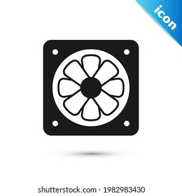 Grey Computer cooler icon isolated on white background. PC hardware fan.  Vector