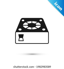 Grey Computer cooler icon isolated on white background. PC hardware fan.  Vector