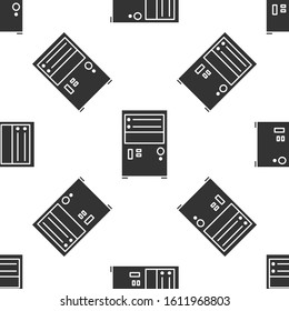 Grey Computer icon isolated seamless pattern on white background. PC component sign.  Vector Illustration