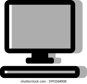 Grey computer, illustration, on a white background.