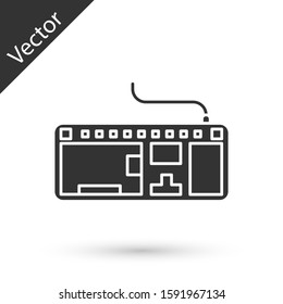 Grey Computer keyboard icon isolated on white background. PC component sign.  Vector Illustration