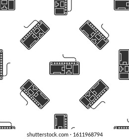 Grey Computer keyboard icon isolated seamless pattern on white background. PC component sign.  Vector Illustration