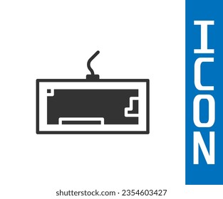 Grey Computer keyboard icon isolated on white background. PC component sign.  Vector Illustration