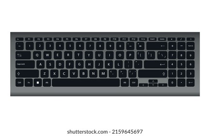 Teclado de ordenador gris aislado en blanco