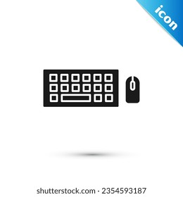 Grey Computer keyboard and mouse icon isolated on white background. PC component sign.  Vector Illustration