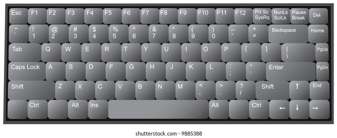 Grey computer keyboard. Vector illustration
