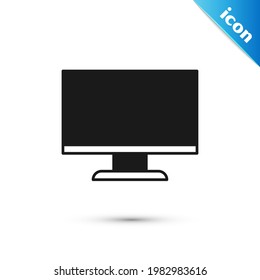 Grey Computer monitor screen icon isolated on white background. Electronic device. Front view.  Vector