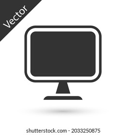 Grey Computer monitor screen icon isolated on white background. Electronic device. Front view.  Vector