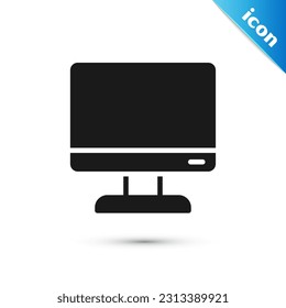 Grey Computer monitor screen icon isolated on white background. Electronic device. Front view.  Vector Illustration