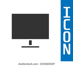 Grey Computer monitor screen icon isolated on white background. Electronic device. Front view.  Vector Illustration