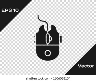 Grey Computer mouse gaming icon isolated on transparent background. Optical with wheel symbol.  Vector Illustration