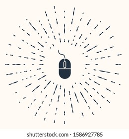 Grey Computer mouse icon isolated on beige background. Optical with wheel symbol. Abstract circle random dots. Vector Illustration
