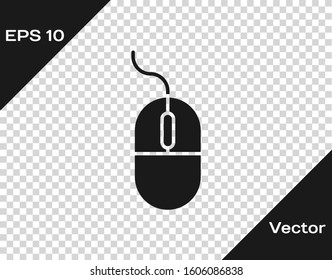 Grey Computer mouse icon isolated on transparent background. Optical with wheel symbol.  Vector Illustration