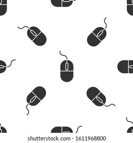 Grey Computer mouse icon isolated seamless pattern on white background. Optical with wheel symbol.  Vector Illustration